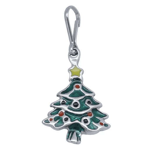 Pingente Aço Árvore Natal 20x16mm Prata