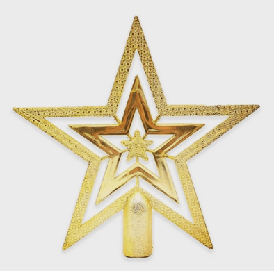 Ponteira Para Arvore de Natal Estrela Vazada 9,5cm Luxo