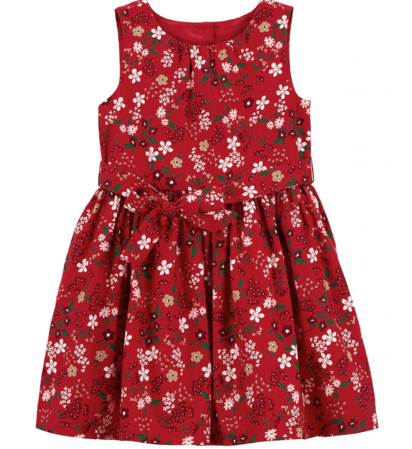 Vestido curto infantil godê de natal vermelho 