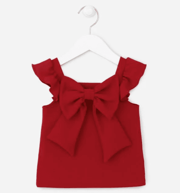 Blusa Infantil Com Babados Nos Ombros E Laço Grande - Tam 1 