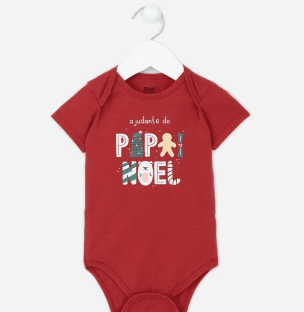 Body Infantil Com Estampa De Natal - Tam 0 A 18 Meses Vermel