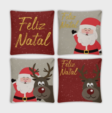 Capa de Almofada Natal com Zíper 4 unidades 42cm X 42cm