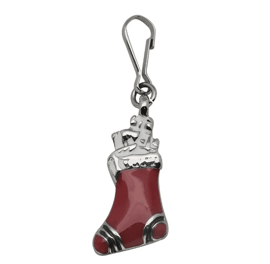 Pingente Aço Meia Natal Vermelha 23x11mm Prata