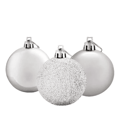 Conjunto de Bolas De Natal Mista 6 Unidades 8cm Prata - Yang