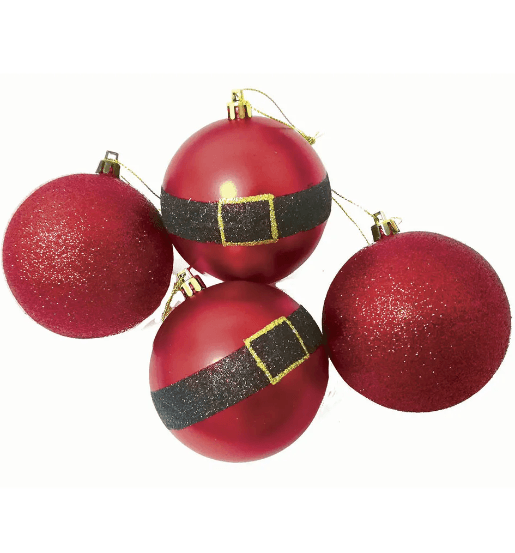 Bola de Natal Decoração Roupa Noel 8 Unidades 6cm Vermelha 