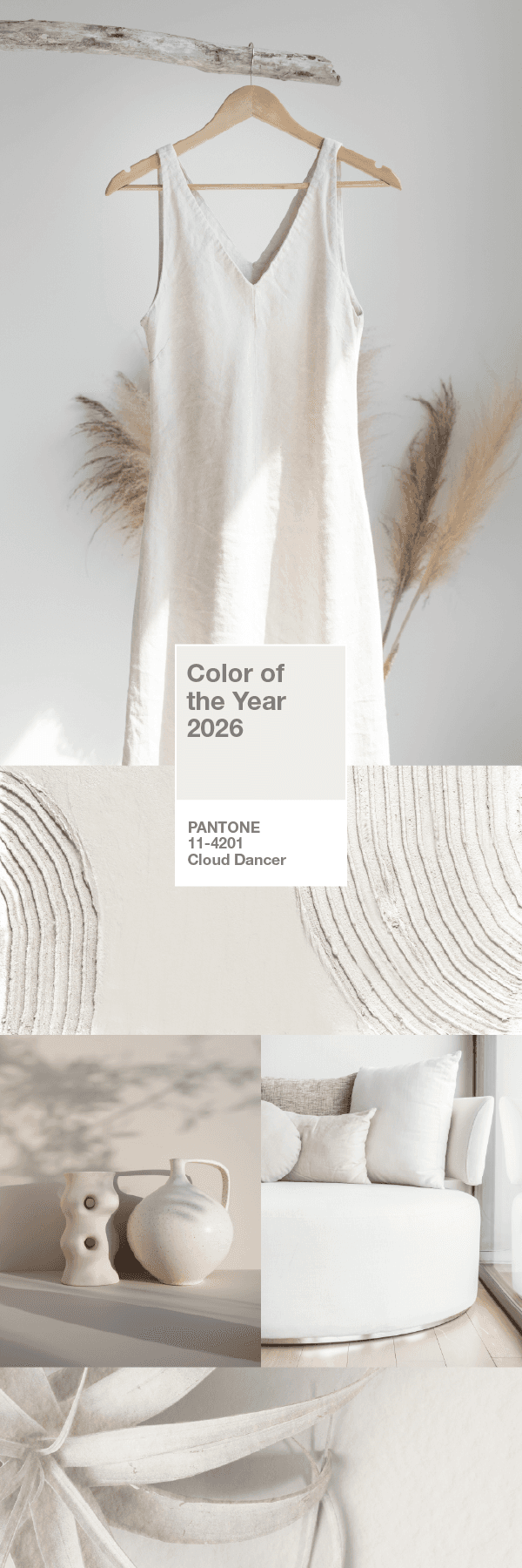 Pantone define a cor de 2026: conheça Cloud Dancer